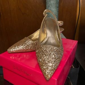 Lilly Pulitzer Slingback Gold Glitter Heels